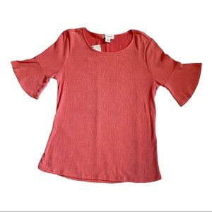 Liz Claiborne coral/white striped tunic, size S.